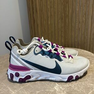Nike React Element Sneakers in Cream and Blue